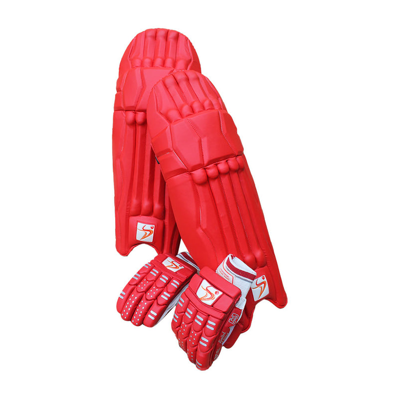 DS Red Cricket Pads & Gloves Set