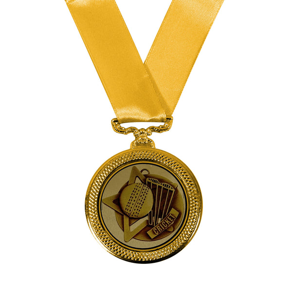 Cricket Medal Star Gold (60 mm)