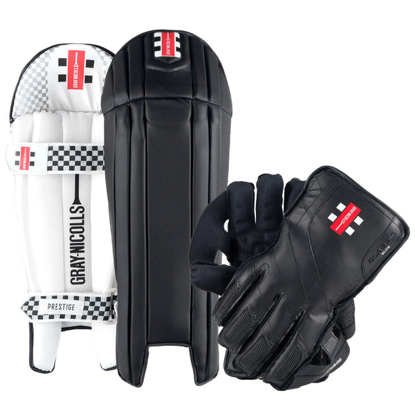 Gray Nicolls Black WicketKeeping Pad & Gloves Set