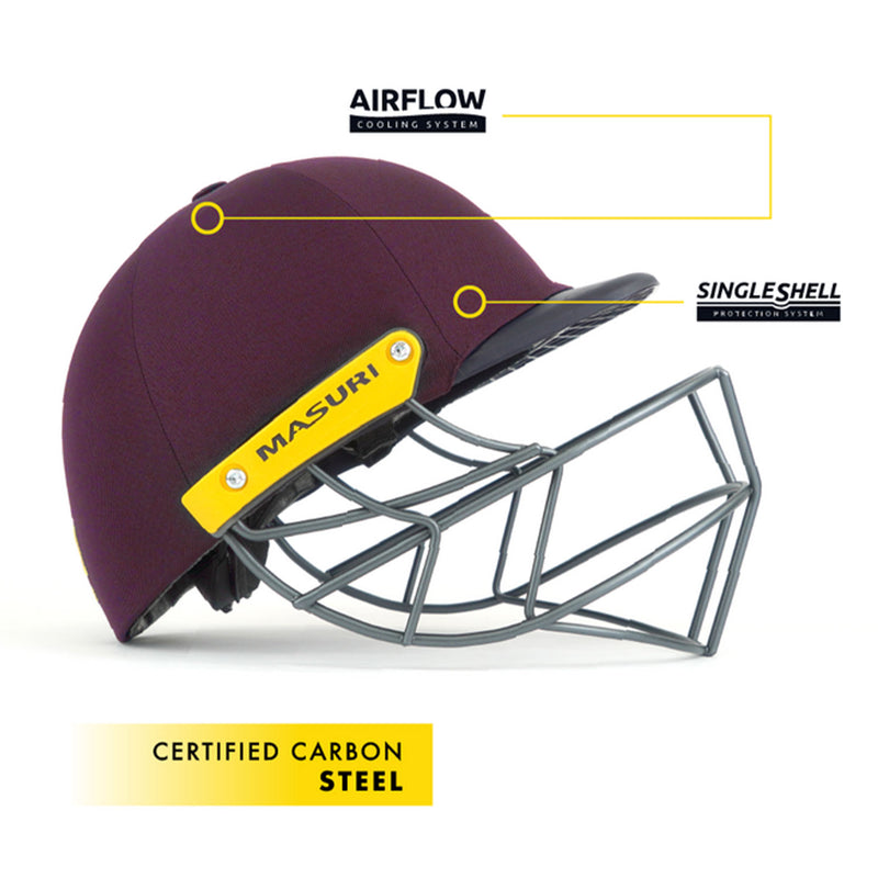 Masuri T Line Steel Cricket Helmet Maroon